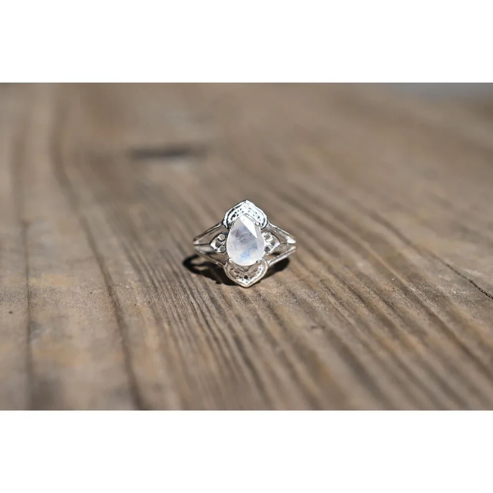 Engagement ring Moonstone sterling silver ring American made